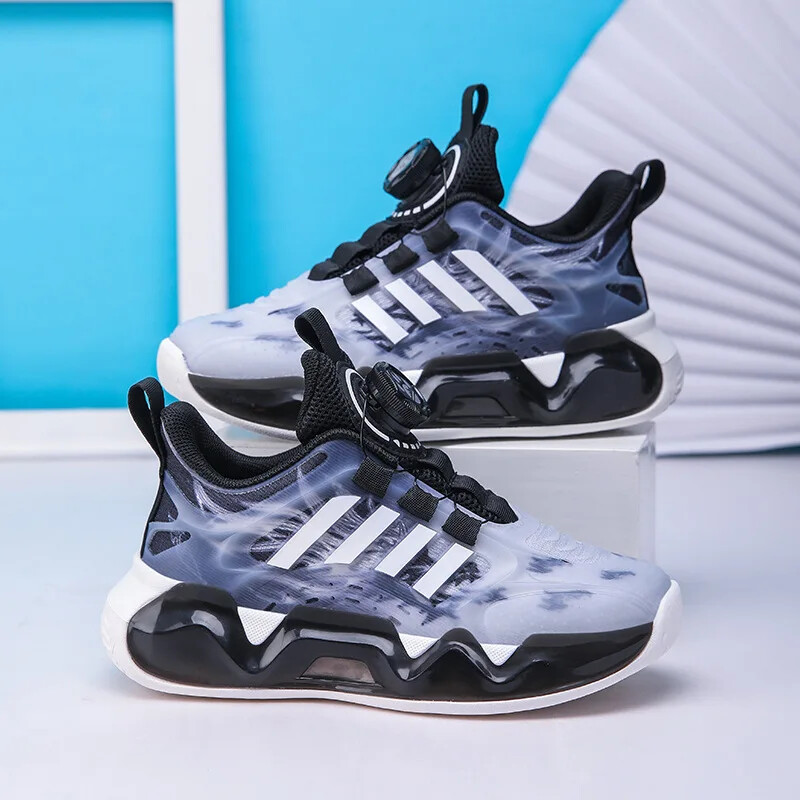 Bērnu elpojoši sporta apavi Viegli skriešanas apavi zēniem, meitenēm, ikdienas kedas ar grozāmu sprādzi Basketbols