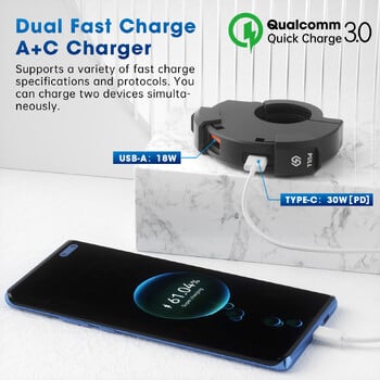 Βάση μοτοσικλέτας USB QC3.0 Γρήγορη φόρτιση 30W Φορτιστής κινητού τηλεφώνου για ποδήλατο Moto Αδιάβροχη βάση φόρτισης TYPE-C Διεπαφή SAE