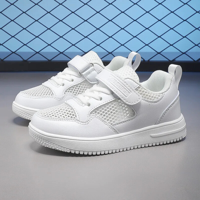 Ljetni stil, bijele ležerne dječje cipele, dječake, djevojčice, školske uniforme, prozračne izdubljene tenisice za djecu