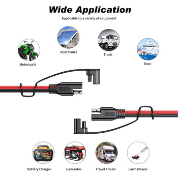 Кабел за бързо свързване Кабел за зареждане на батерията SAE към SAE 12V-36V 16AWG Слънчева батерия Захранващ кабел за автомобилна батерия Соларни кабели