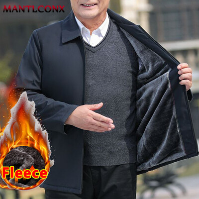 Jachetă groasă și caldă de iarnă pentru bărbați Jachete ocazionale din fleece termică pentru bărbați Îmbrăcăminte de toamnă Parka anti-vânt Palton de birou de afaceri