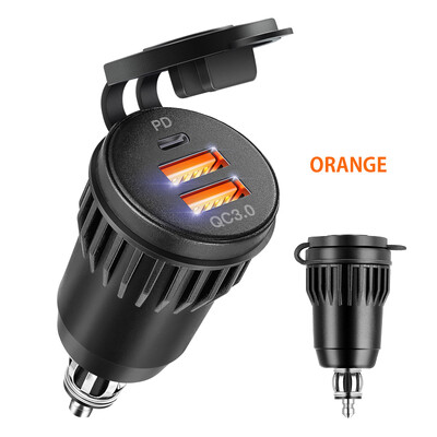 12 V USB auto punjač Automobilska USB utičnica Type-c Outlet Adapter za brzo punjenje za 12 V 24 V Automobil Kamion Motocikl RV Marine Motorcy
