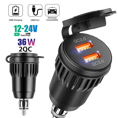12 V USB auto punjač Automobilska USB utičnica Type-c Outlet Adapter za brzo punjenje za 12 V 24 V Automobil Kamion Motocikl RV Marine Motorcy