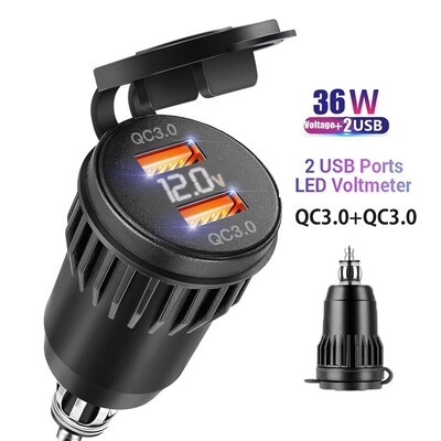 12 V USB auto punjač Automobilska USB utičnica Type-c Outlet Adapter za brzo punjenje za 12 V 24 V Automobil Kamion Motocikl RV Marine Motorcy