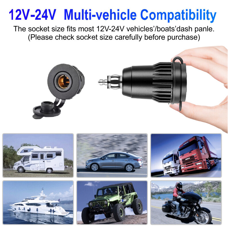 12 V USB auto punjač Automobilska USB utičnica Type-c Outlet Adapter za brzo punjenje za 12 V 24 V Automobil Kamion Motocikl RV Marine Motorcy