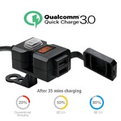 Motocikla mobilā tālruņa Dual USB voltmetra ātrā lādētājs ar slēdzi Motocikla barošanas ligzda sadalītāja mobilā tālruņa spraudnis Moto