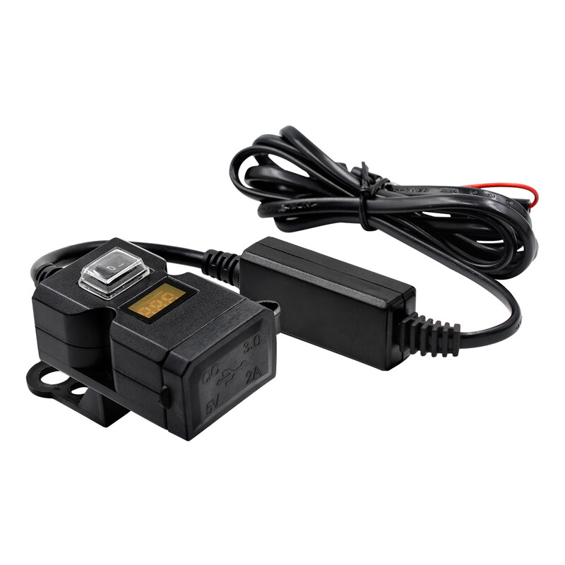 Motocikla mobilā tālruņa Dual USB voltmetra ātrā lādētājs ar slēdzi Motocikla barošanas ligzda sadalītāja mobilā tālruņa spraudnis Moto