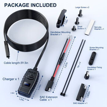 Extractme 48W USB зарядно устройство за мотоциклет QC3.0&PD Quick Charge 3.0 USB зарядно за телефон за мотоциклет тип C с волтметър и превключвател за включване/изключване