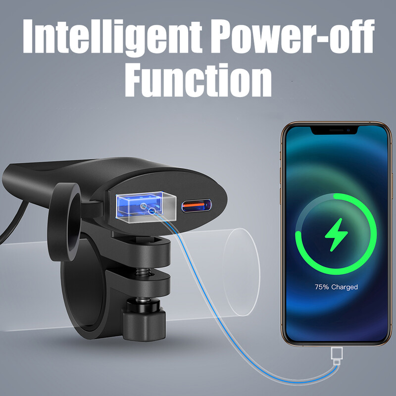 Moto tālruņa lādētājs 12V-24V IP67 ūdensizturīgs ātrais lādētājs stūres stiprinājuma kronšteins 3.4A 30W QC3.0 motocikla USB lādētājs