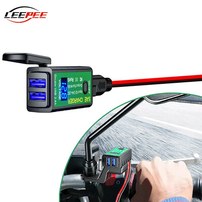 24V 12V USB зарядни устройства за мотоциклети 3.0 TYPE-C Захранващ адаптер Порт сплитер Цифров волтметър с водоустойчив капак Мото аксесоари