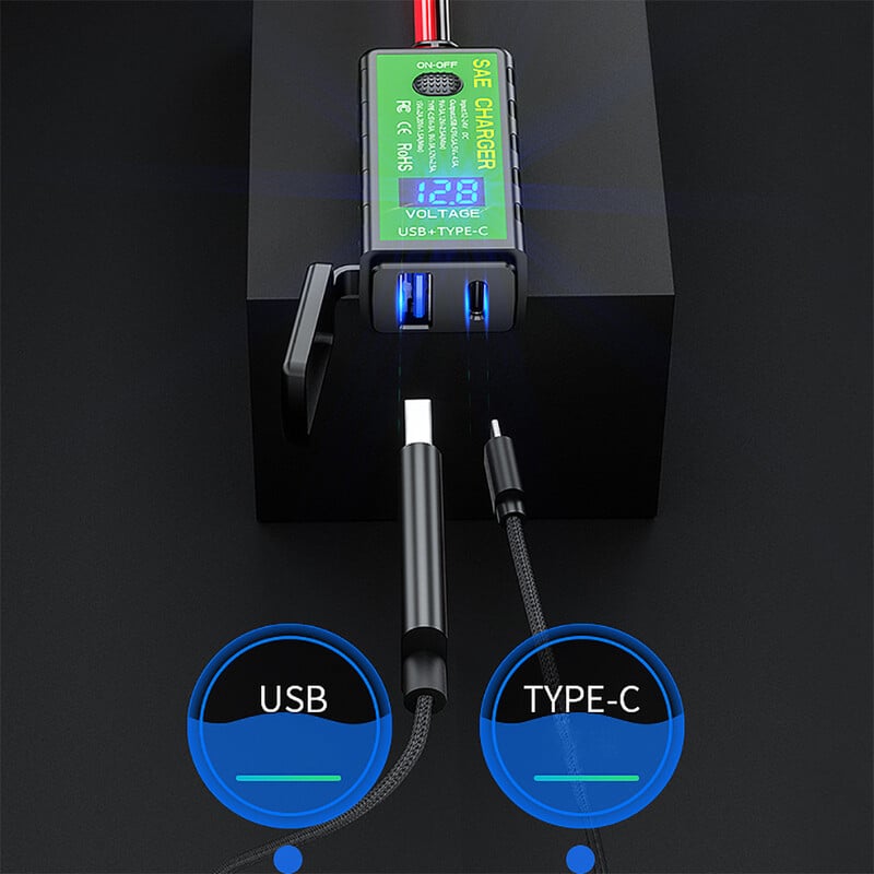 24V 12V USB punjači za motocikle 3.0 TYPE-C adapter za napajanje Port Splitter Digitalni voltmetar s vodootpornim poklopcem Moto oprema