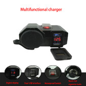 Încărcător pentru ghidon pentru motociclete Port USB dublu Priză pentru brichetă 5V 2.1A Adaptor Sursă de alimentare Afișaj digital Încărcare rapidă