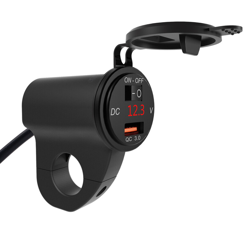 Motocicletă QC3.0 Voltmetru USB Încărcător rapid rezistent la apă cu întrerupător Priză de alimentare Splitter Priză pentru telefon mobil 12v Priză adaptor moto