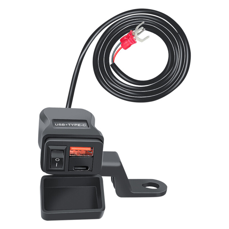 Motocikla USB lādētājs 12-24V PD QC ātrā lādētājs motocikla stūres stiprinājuma kronšteins automašīnas uzlādes strāvas ligzda mobilajam tālrunim