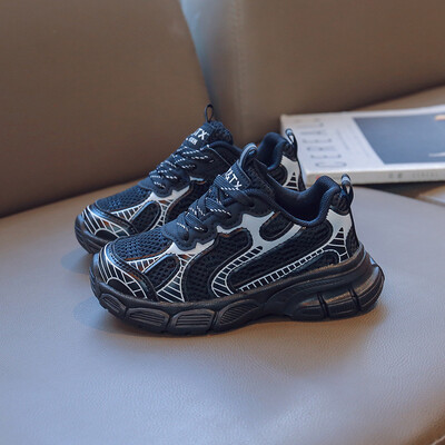 Chlapčenská športová obuv 2024 Jarné a jesenné nové detské topánky pre chlapcov, bežecké, sieťované, priedušné, ležérne, mäkké, módne topánky