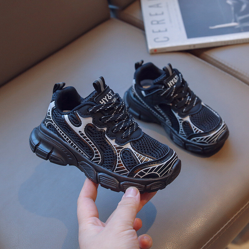 Chlapčenská športová obuv 2024 Jarné a jesenné nové detské topánky pre chlapcov, bežecké, sieťované, priedušné, ležérne, mäkké, módne topánky