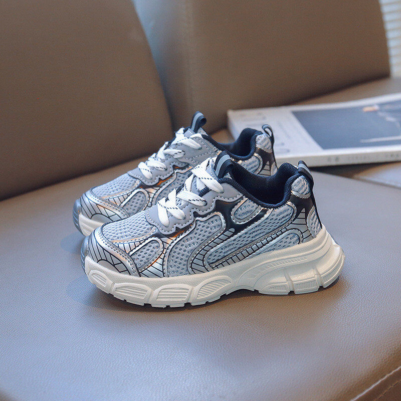 Chlapčenská športová obuv 2024 Jarné a jesenné nové detské topánky pre chlapcov, bežecké, sieťované, priedušné, ležérne, mäkké, módne topánky