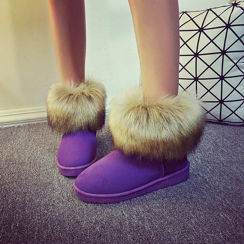 2024 Cizme de zăpadă pentru femei Cizme de iarnă din bumbac cald la jumătatea gambei Cizme europene și americane de catifea Plus Pantofi din bumbac impermeabil pentru femei