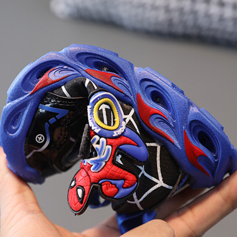 Pantofi casual Disney LED, roșu albastru, pentru băieți de primăvară, pantofi de exterior cu plasă Spiderman, pantofi anti-alunecare iluminați, mărimea 21-30