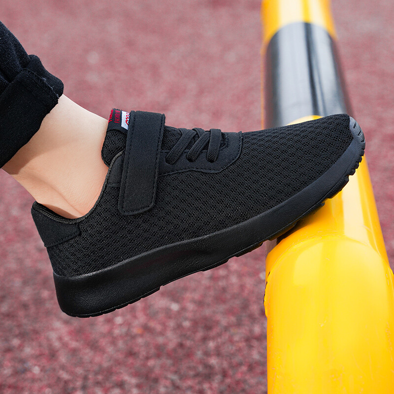 Zēnu skriešanas apavi Viegli, elpojoši meiteņu sporta apavi Sezonāli āra bērnu apavi, melni sietveida sporta apavi ikdienas apavi