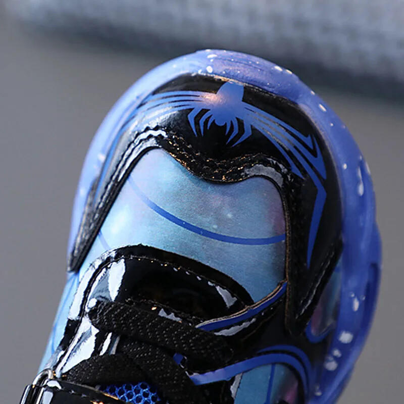 „Disney Boy“ akinantis šaunus animacinis filmas „Žmogus-voras“ šviesūs batai vaikams sportiniai bateliai vaikams LED apšvietimas teniso minkštos PU odos sportiniai batai