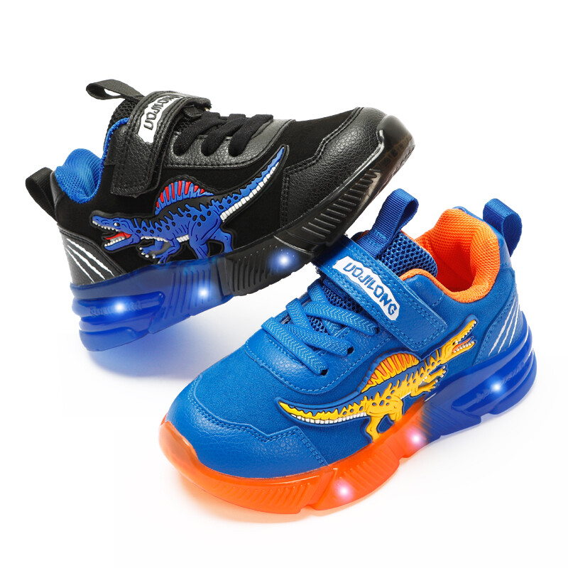 EXDINO 2-6R Detské LED Spinosaurus Jesenné svietiace topánky s dinosaurom Chlapci Malé deti Vonkajšie Bežné Blikajúce Športové Tenisky