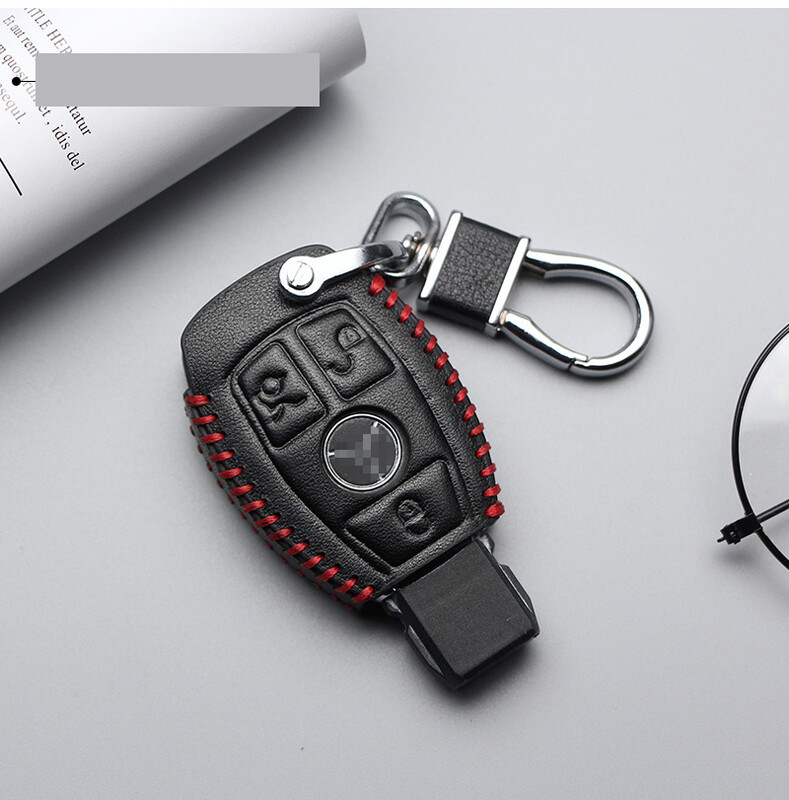 Alkalmas valódi bőr kulcstáskához Mercedes-Benz GLK300 shell GLA260 csat B-osztály C-osztály S-osztályú AMG autókulcs fedél