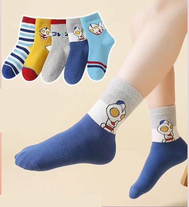 23 Naujos vaikiškos kojinės 5 vnt. rudeniui ir žiemai Naujos vidutinės animacinių filmų kojinės berniukams, mergaitėms ir dideliems vaikams rudens ir žiemos kojinės