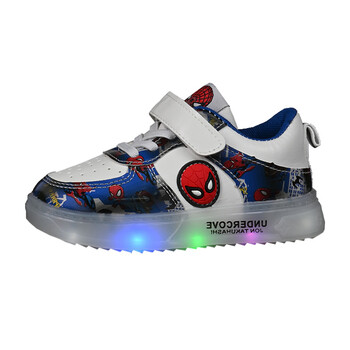 Disney Led Light Shoes for Kids Fashion Cartoon Spiderman Boys Sneakers Момичета Ежедневни обувки Дишащи детски спортни обувки