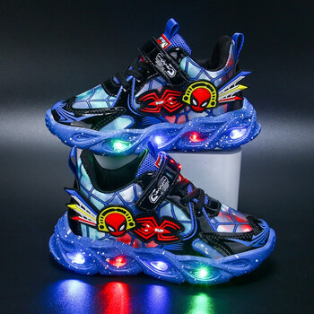 Αγόρια Spiderman Sneakers Disney LED Παιδικά Αθλητικά Παπούτσια Φοιτητικά Μόδα Αντιολισθητικά Παιδικά Υπαίθρια Παπούτσια Pu Δερμάτινα παπούτσια