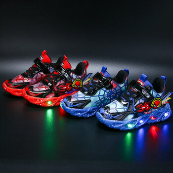 Αγόρια Spiderman Sneakers Disney LED Παιδικά Αθλητικά Παπούτσια Φοιτητικά Μόδα Αντιολισθητικά Παιδικά Υπαίθρια Παπούτσια Pu Δερμάτινα παπούτσια