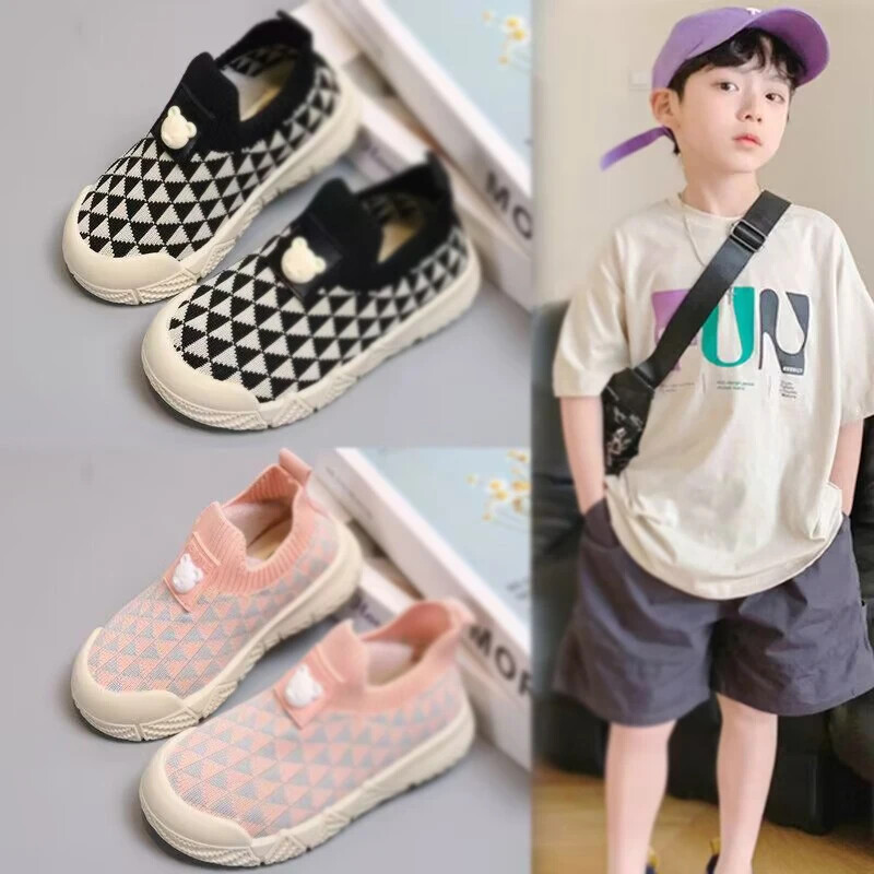 „Baywell Kids“ laisvalaikio batai plokščiai megzti unisex berniukams mergaičių minkštos kojinės Batai užsegami sportiniai batai vaikams, 21–32 dydis