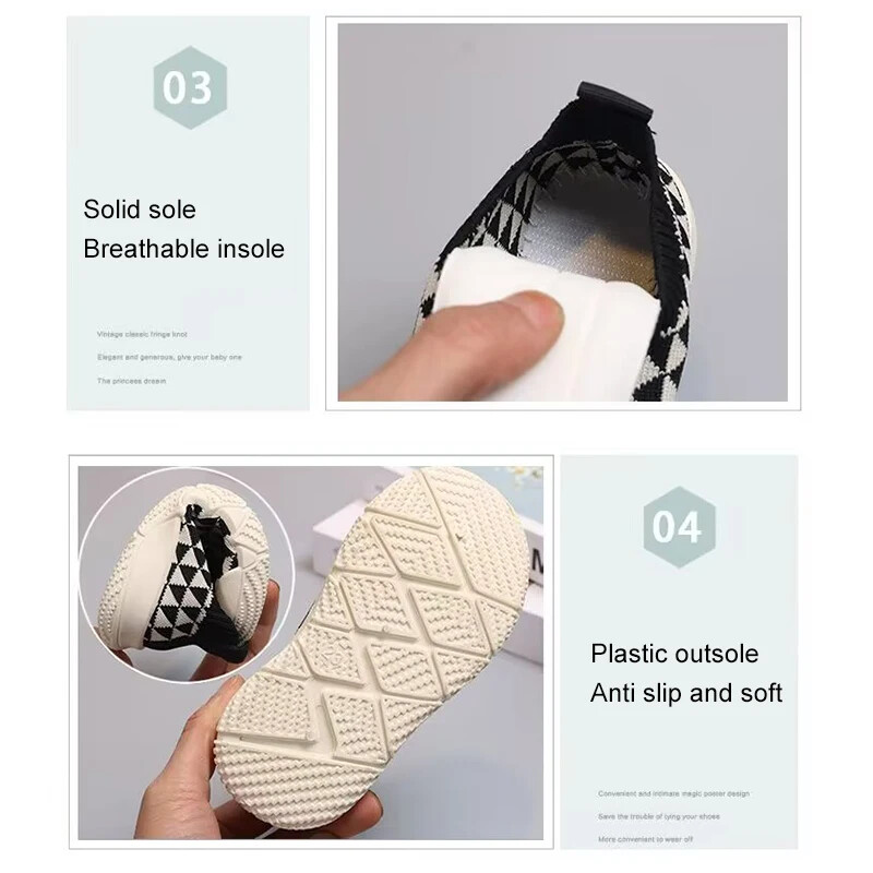 „Baywell Kids“ laisvalaikio batai plokščiai megzti unisex berniukams mergaičių minkštos kojinės Batai užsegami sportiniai batai vaikams, 21–32 dydis