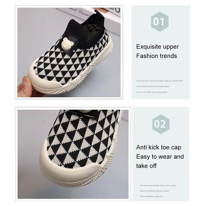 „Baywell Kids“ laisvalaikio batai plokščiai megzti unisex berniukams mergaičių minkštos kojinės Batai užsegami sportiniai batai vaikams, 21–32 dydis