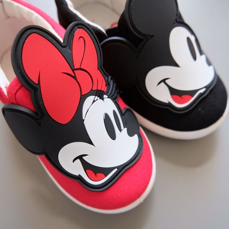 Desene animat pentru copii Disney Mikiimi Băiat Fată Anti-alunecare Fund moale Roșu Negru Pantofi ocazionali Sport Pantofi din pânză Pantofi Dimensiune 19 cm