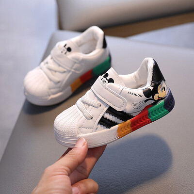 Fehér alkalmi cipők bébi fiú lányoknak márka gyerekeknek tornacipő Mickey egér gyerekeknek sportcipők kisgyermekeknek sétacipők 15-25 méretig