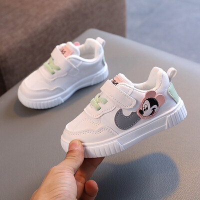 Fehér alkalmi cipők bébi fiú lányoknak márka gyerekeknek tornacipő Mickey egér gyerekeknek sportcipők kisgyermekeknek sétacipők 15-25 méretig
