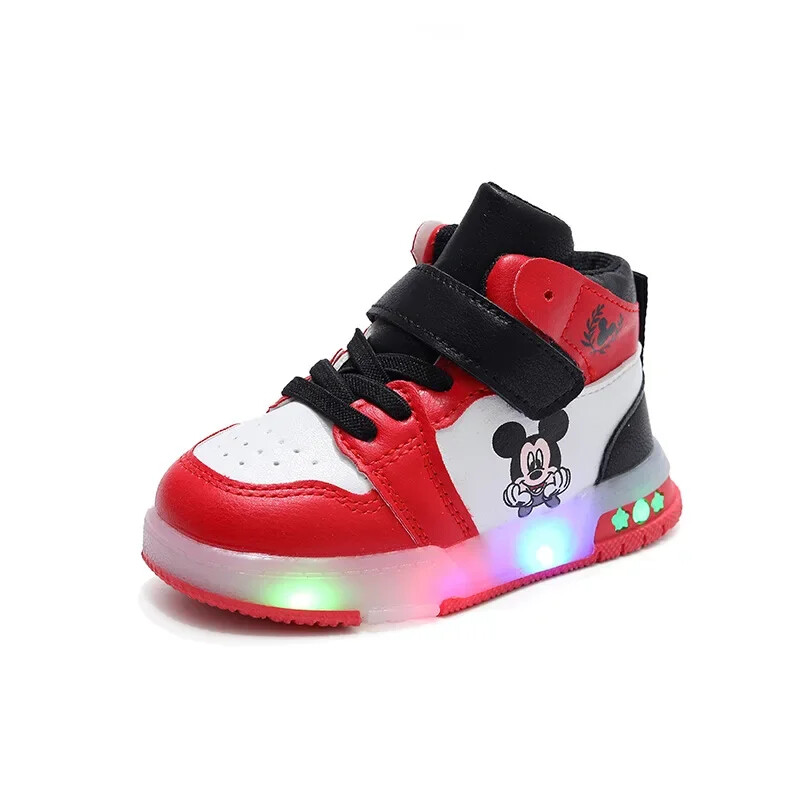 2024 Disney Παιδικά παπούτσια Led Light Μόδα Μίκυ Μάους Αθλητικά παπούτσια για αγόρια για κορίτσια Χαρτοκιβώτια Casual Παπούτσια αναπνεύσιμα παιδικά αθλητικά παπούτσια