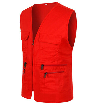 Vīriešu ikdienas kokvilnas veste daudzkabatu veste fotografēšanai veste makšķerēšanas darba apģērbs