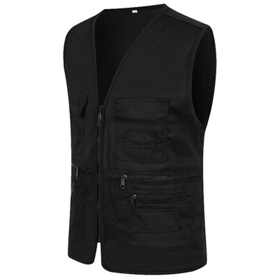 Vīriešu ikdienas kokvilnas veste daudzkabatu veste fotografēšanai veste makšķerēšanas darba apģērbs