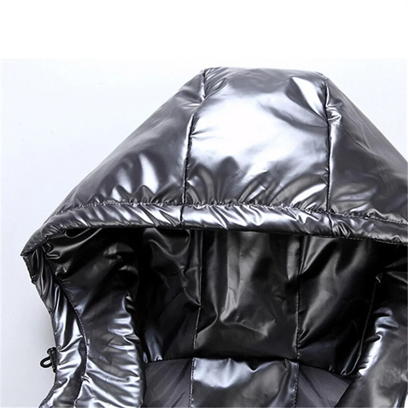 Ανδρικό γιλέκο με χειμερινή κουκούλα γυαλιστερό αμάνικο μπουφάν casual outwear Παχύ ζεστό παλτό αδιάβροχο γιλέκο Ανδρικά ρούχα 4XL
