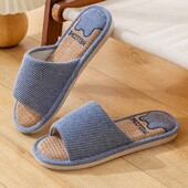 Elpojoša lina mājas čības Vīriešu 2025. gada ziemas mīkstās zoles mājas kokvilnas čības Vīriešu pretslīdēšanas plakanpapēžu kurpes pāriem