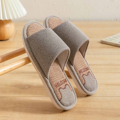 Elpojoša lina mājas čības Vīriešu 2025. gada ziemas mīkstās zoles mājas kokvilnas čības Vīriešu pretslīdēšanas plakanpapēžu kurpes pāriem