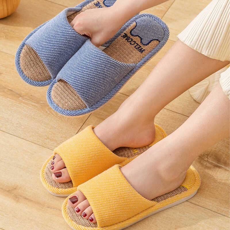 Elpojoša lina mājas čības Vīriešu 2025. gada ziemas mīkstās zoles mājas kokvilnas čības Vīriešu pretslīdēšanas plakanpapēžu kurpes pāriem