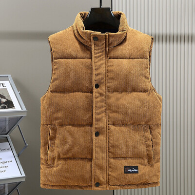 Jauna velveta ziemas modes vilnas veste jaka Vīriešu kokvilnas polsterētas vestes mēteļi Vīrieši bez piedurknēm veste jakas Siltas vestes Apģērbs