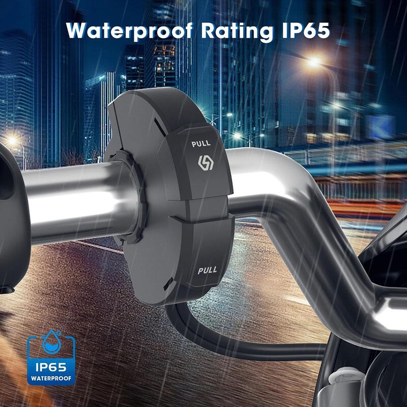 Motociclete Încărcător universal QC3.0 USB Încărcare rapidă Suport de montare pentru ghidon, rezistent la apă, Dock de încărcare TYPE-C Interfață SAE