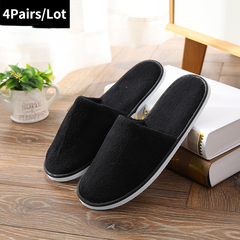 4 para/lot Mješovite boje Koraljni flis Muškarci Žene Jeftine jednokratne hotelske papuče Pamučne tobogane Kućna putovanja SPA papuče Ugostiteljstvo