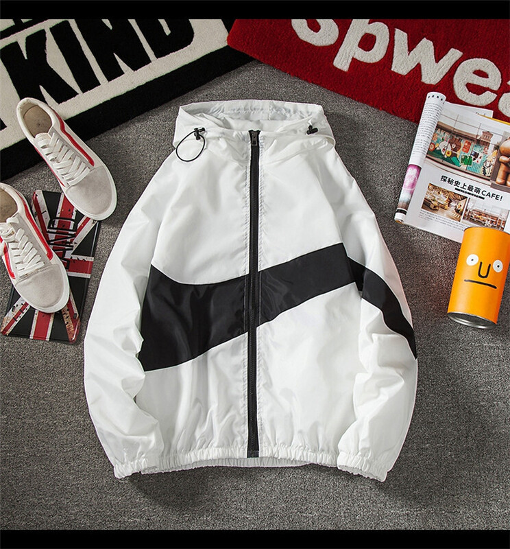 Jauna vīriešu un sieviešu plāna jaka Ielu apģērbi pavasara rudens vējjakas ar rāvējslēdzēju kapuci mētelis Bomber jaka