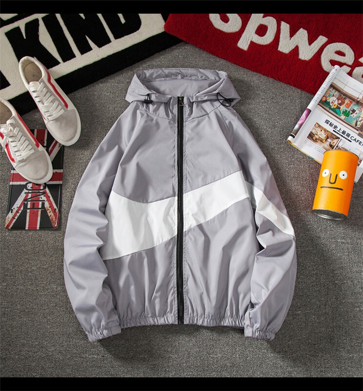 Jauna vīriešu un sieviešu plāna jaka Ielu apģērbi pavasara rudens vējjakas ar rāvējslēdzēju kapuci mētelis Bomber jaka