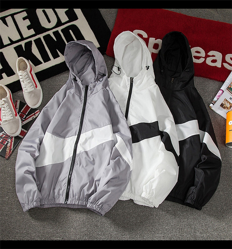 Jauna vīriešu un sieviešu plāna jaka Ielu apģērbi pavasara rudens vējjakas ar rāvējslēdzēju kapuci mētelis Bomber jaka